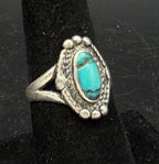 Vintage Handmade Turquoise Sterling Silver Ring - Size 7.5