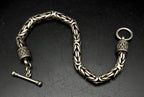 Vintage Handmade HEAVY Sterling Silver Byazantine Link Bracelet - 9"