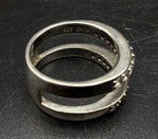 Vintage Sterling Silver Cubic Zirconia Double Band Ring - Size 5.75