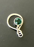 Vintage Sterling Silver Green Rhinestone Dangle Charm/Pendant