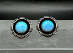 Vintage Handmade Southwestern Style Sterling Silver Opal Earrings