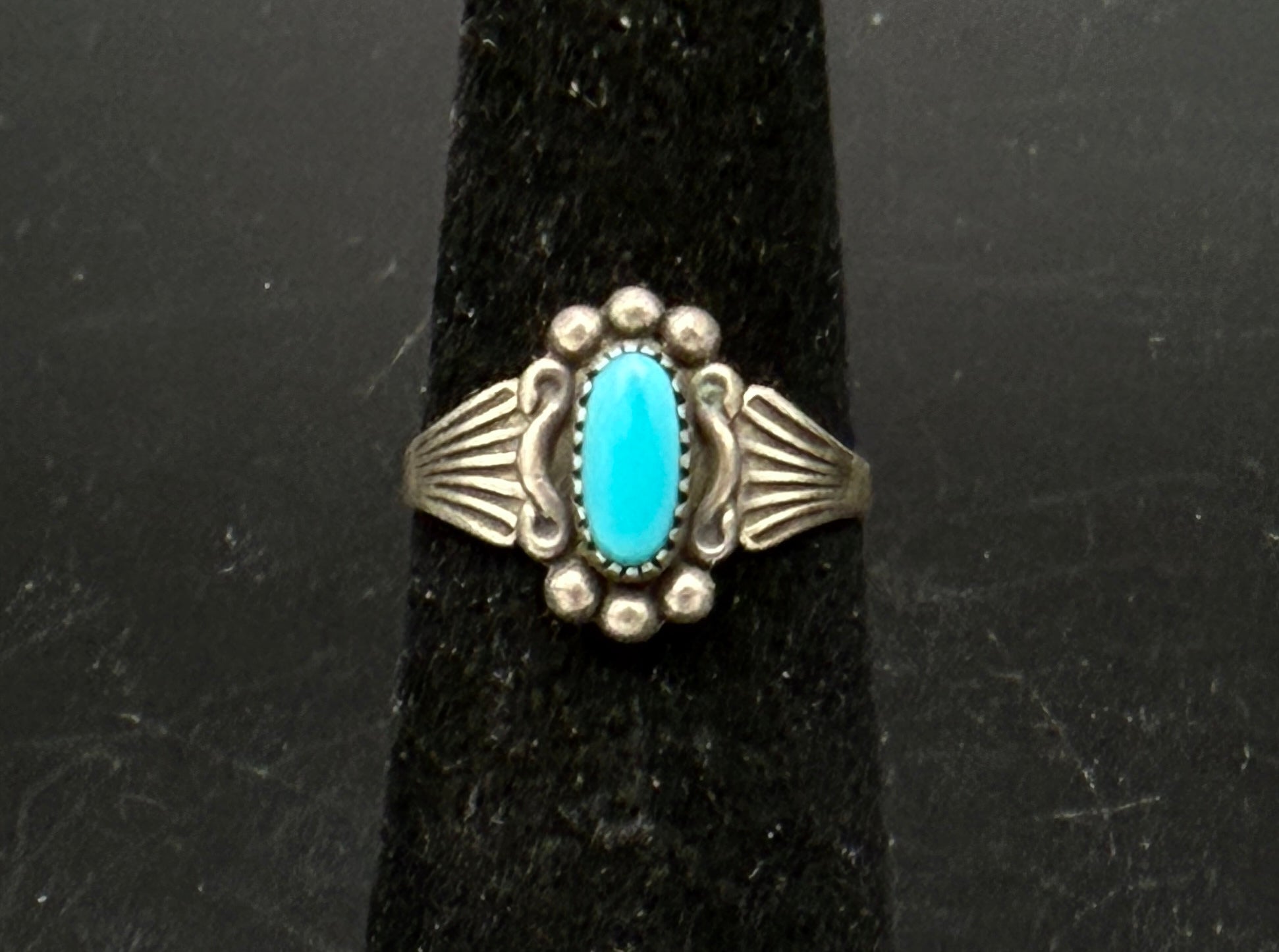Vintage Turquoise Sterling Silver Spinner Ring - Size 4.25