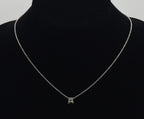 Vintage Sterling Silver "A" Monogram Rhinestone Pendant Chain Necklace - 16.25"