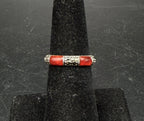 Vintage Sterling Silver Amber and Marcasite Band - Size 5.75