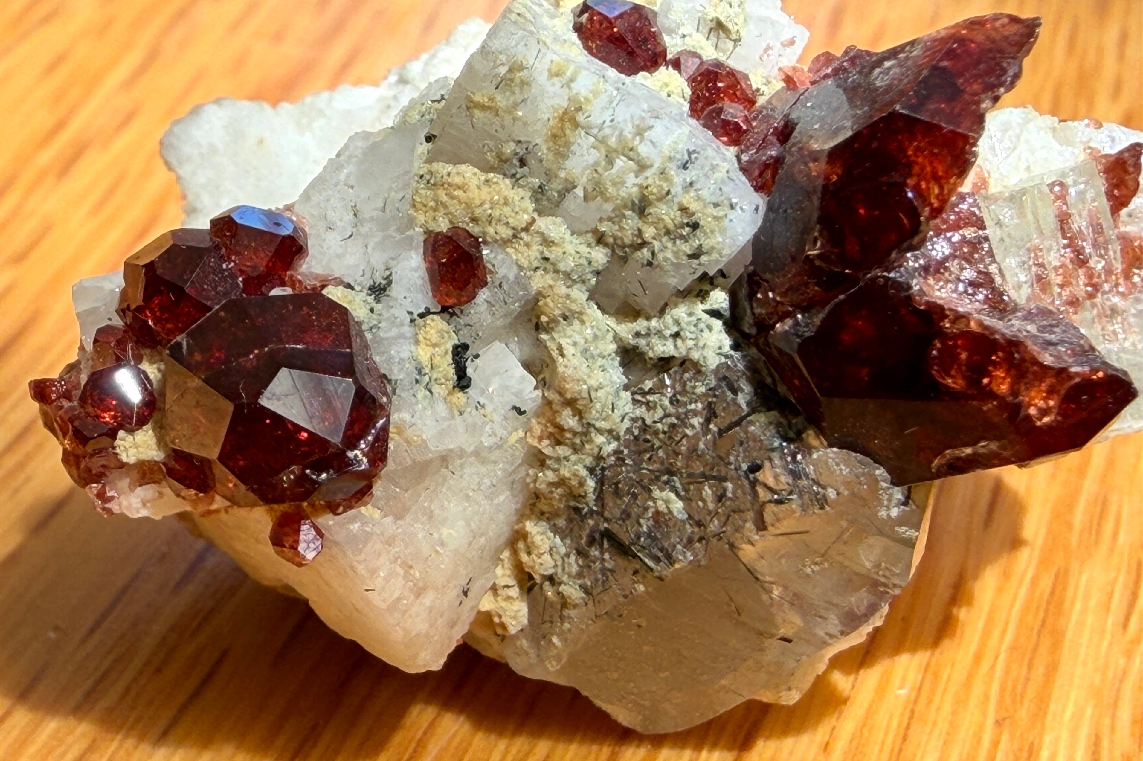 Garnet Crystal Cluster with Quartz on Matrix