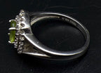 Vintage Peridot Sterling Silver Double Halo Ring - Size 7.25