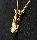 Ross-Simons - Gold Tone CZ Sterling Silver Pendant Chain Necklace - 18"