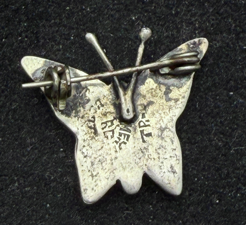 Vintage Handmade Sterling Silver and Abalone Shell Butterfly Brooch