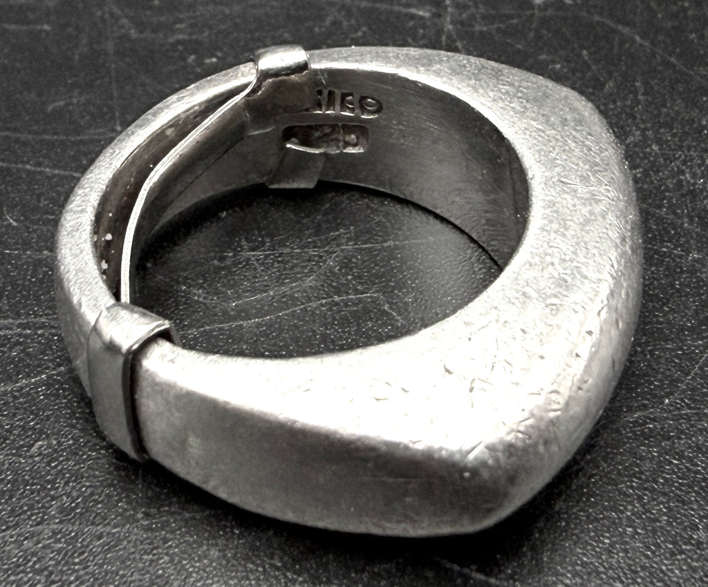 Vintage Handmade Sterling Silver Mexican Ring with Adjuster - Size 5 to 6.5