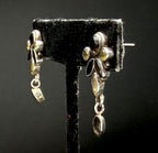 Vintage Smoky Quartz and Citrine Sterling Silver Earrings