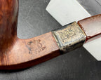 G.F.B. - Antique "Imperial" Bent Egg Pipe with Sterling Band, Amber Stem, Leather Case