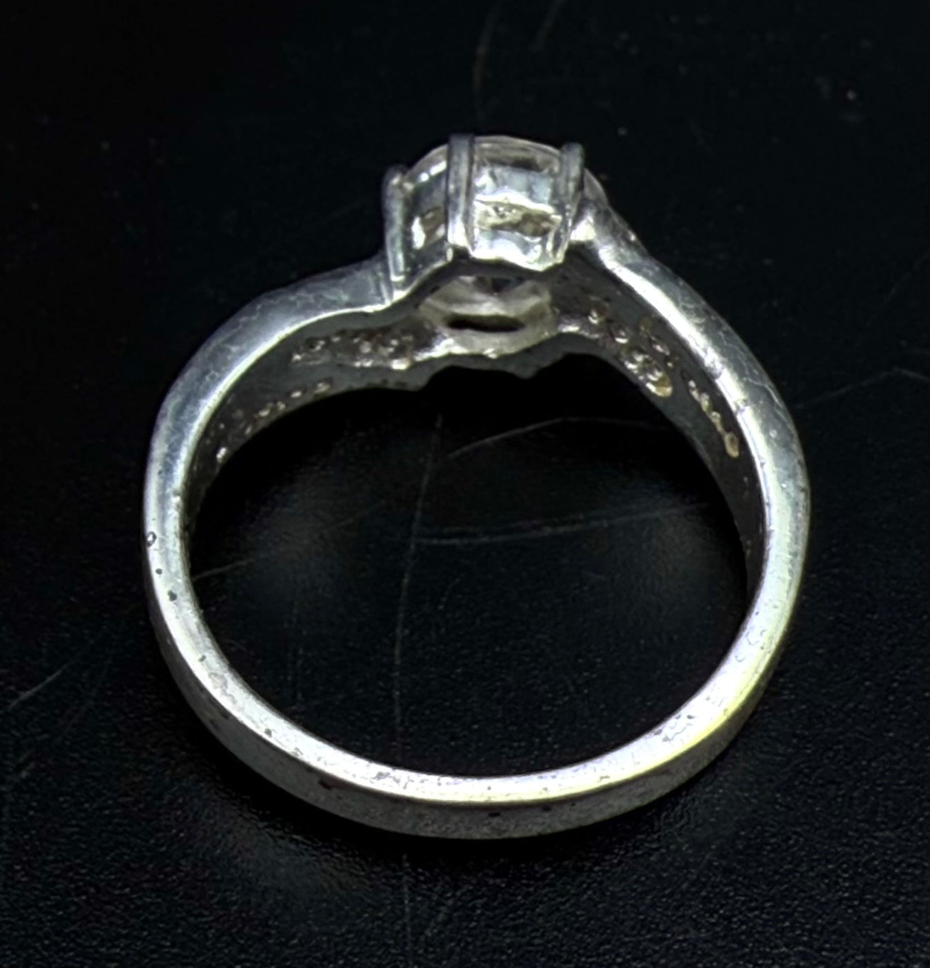 Vintage Cubic Zirconia Sterling Silver Bypass Ring - Size 9.25