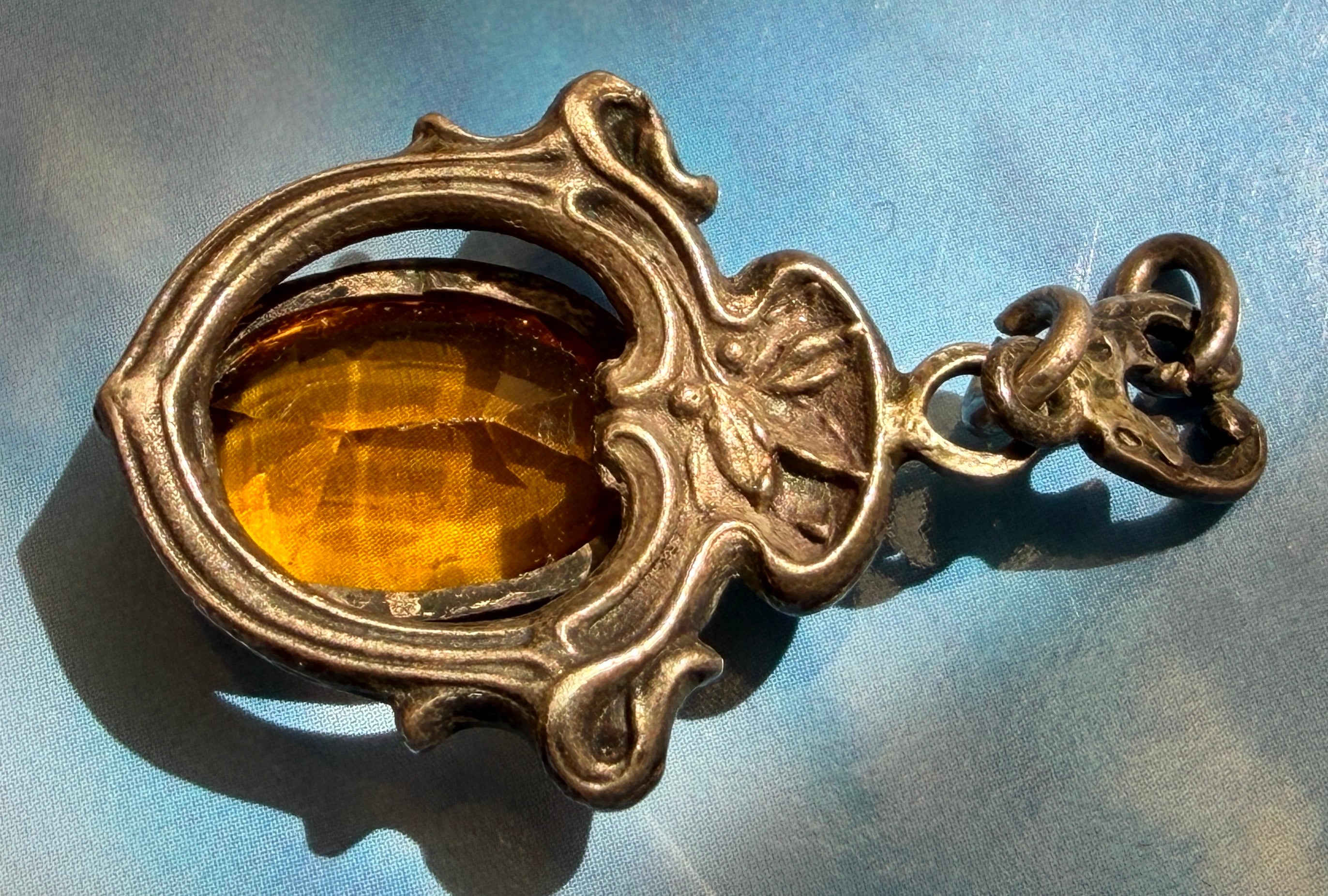 Vintage Art Nouveau Style Imitation Citrine Charm