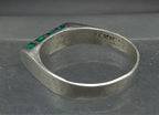 Vintage Artisan Sterling Silver Imitation Malachite Ring - Size 8
