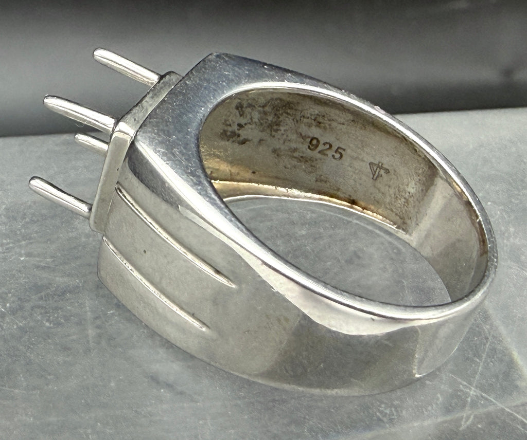 Vintage Unused Sterling Silver Unmounted Ring - Size 9