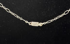 Vintage Black Glass with Diamond Macle Pendant Necklace Sterling Silver Chain Necklace - 23"