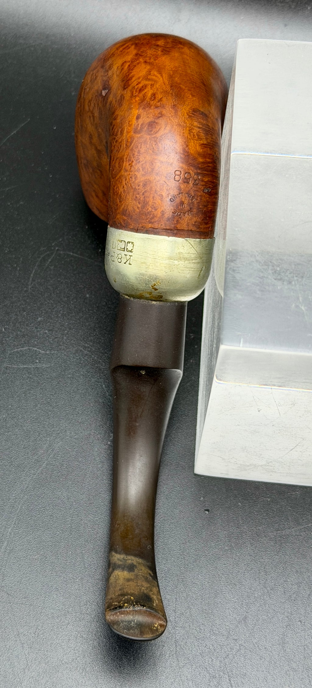 K&P Peterson's - Vintage Hungarian Oom-Paul Style 358 Smoking Pipe with Metal Band