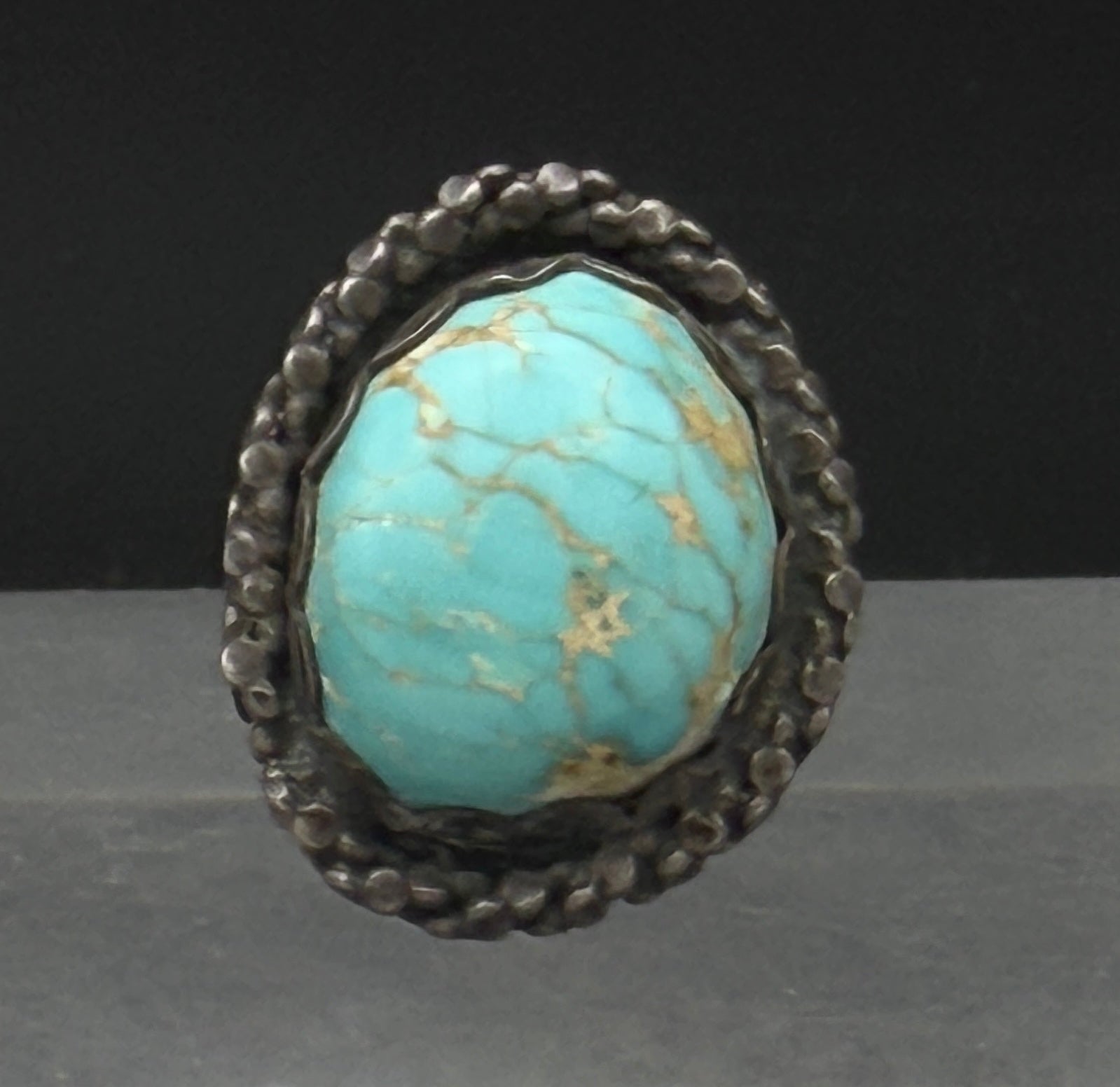 Vintage Handmade Turquoise Sterling Silver Ring - Size 5.5