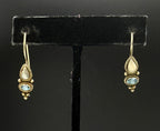 Vintage Handmade Moonstone and Blue Topaz Sterling Silver Earrings