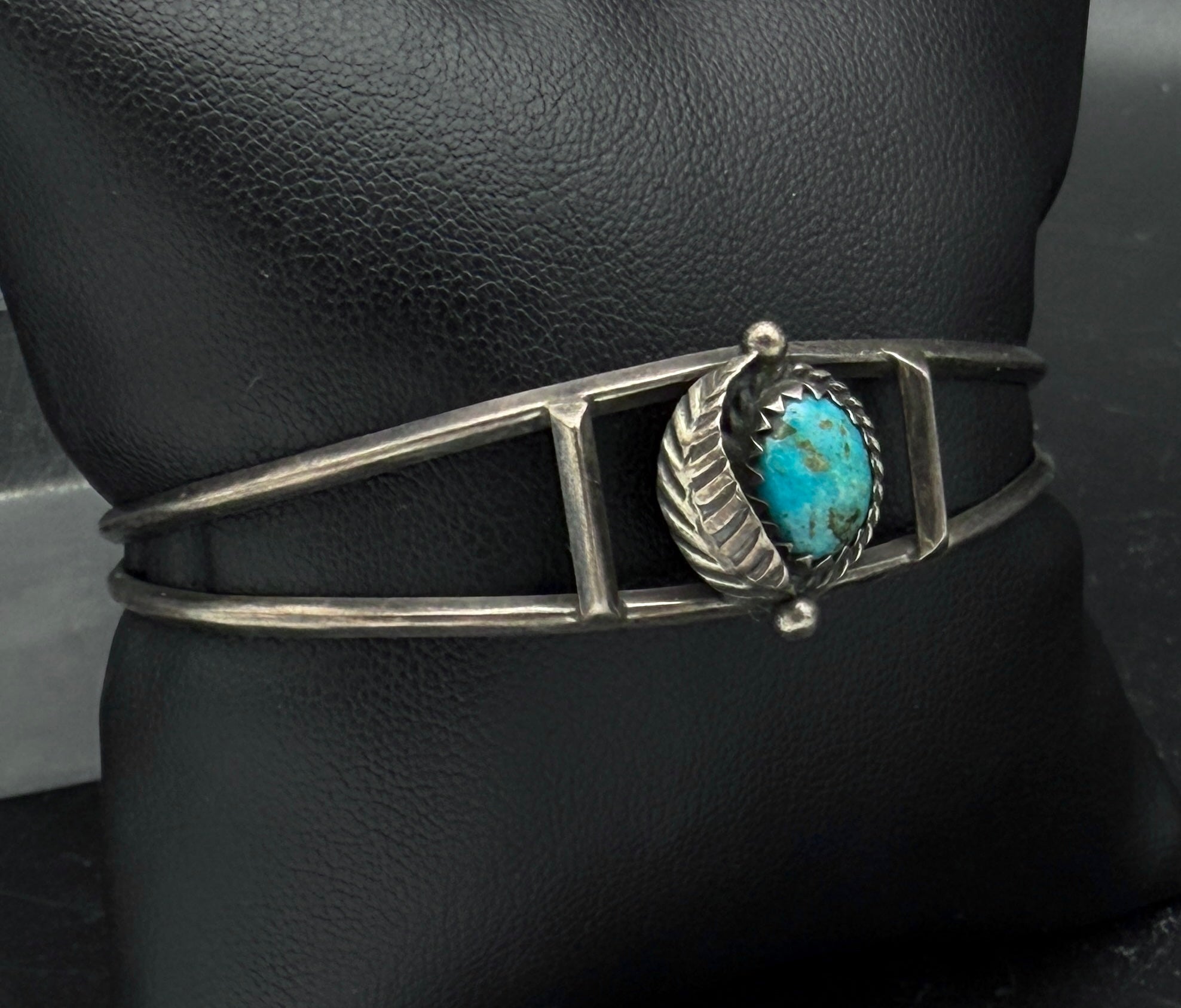 Vintage Handmade Turquoise Sterling Silver Cuff Bracelet