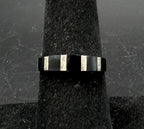 Vintage Handmade Inlaid Black Onyx Sterling Silver Band - Size 7.25