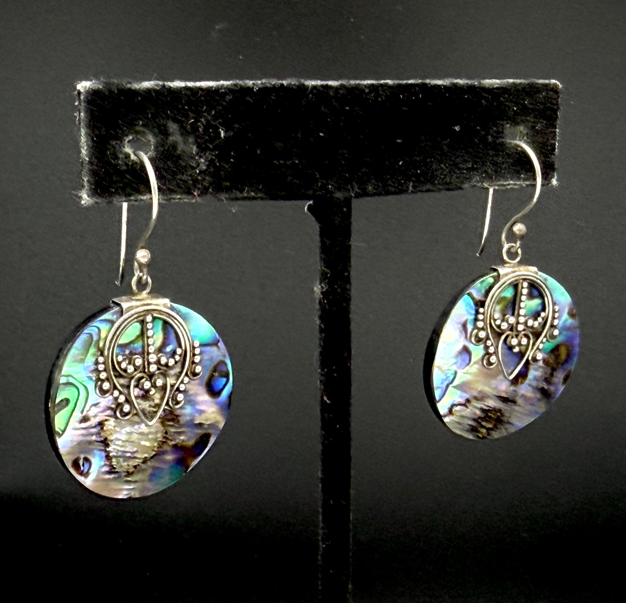 Suarti - Vintage Abalone Shell Sterling Silver Dangle Earrings