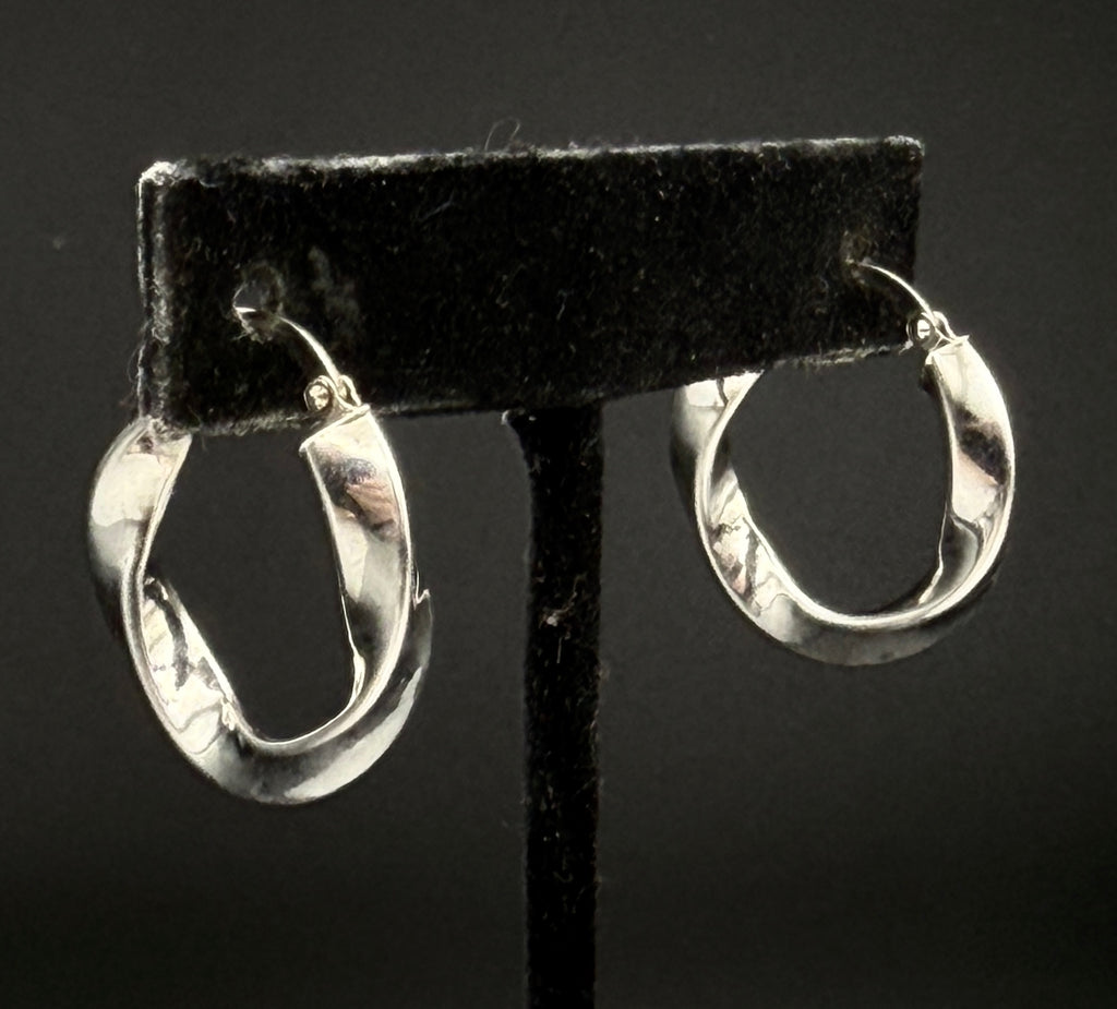 Vintage Twisted Hoop Sterling Silver Earrings