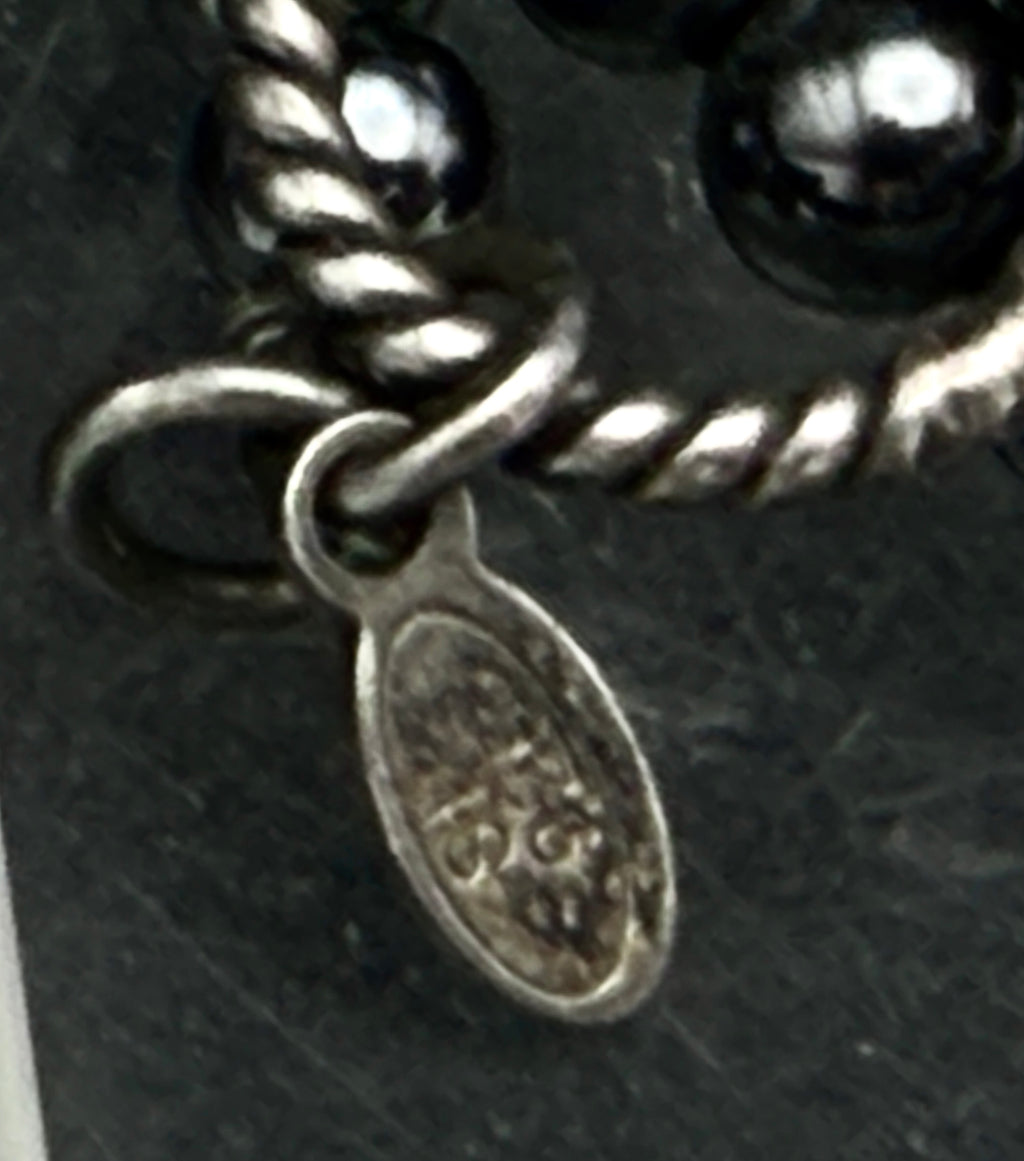 Vintage Hematite Bead Necklace with Sterling Silver Toggle Clasp
