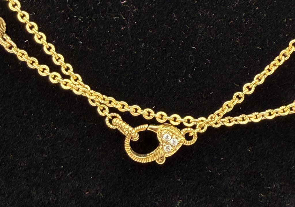 Judith Ripka- Vintage Gold Tone Sterling Silver CZ Station Chain Necklace - 35.5"