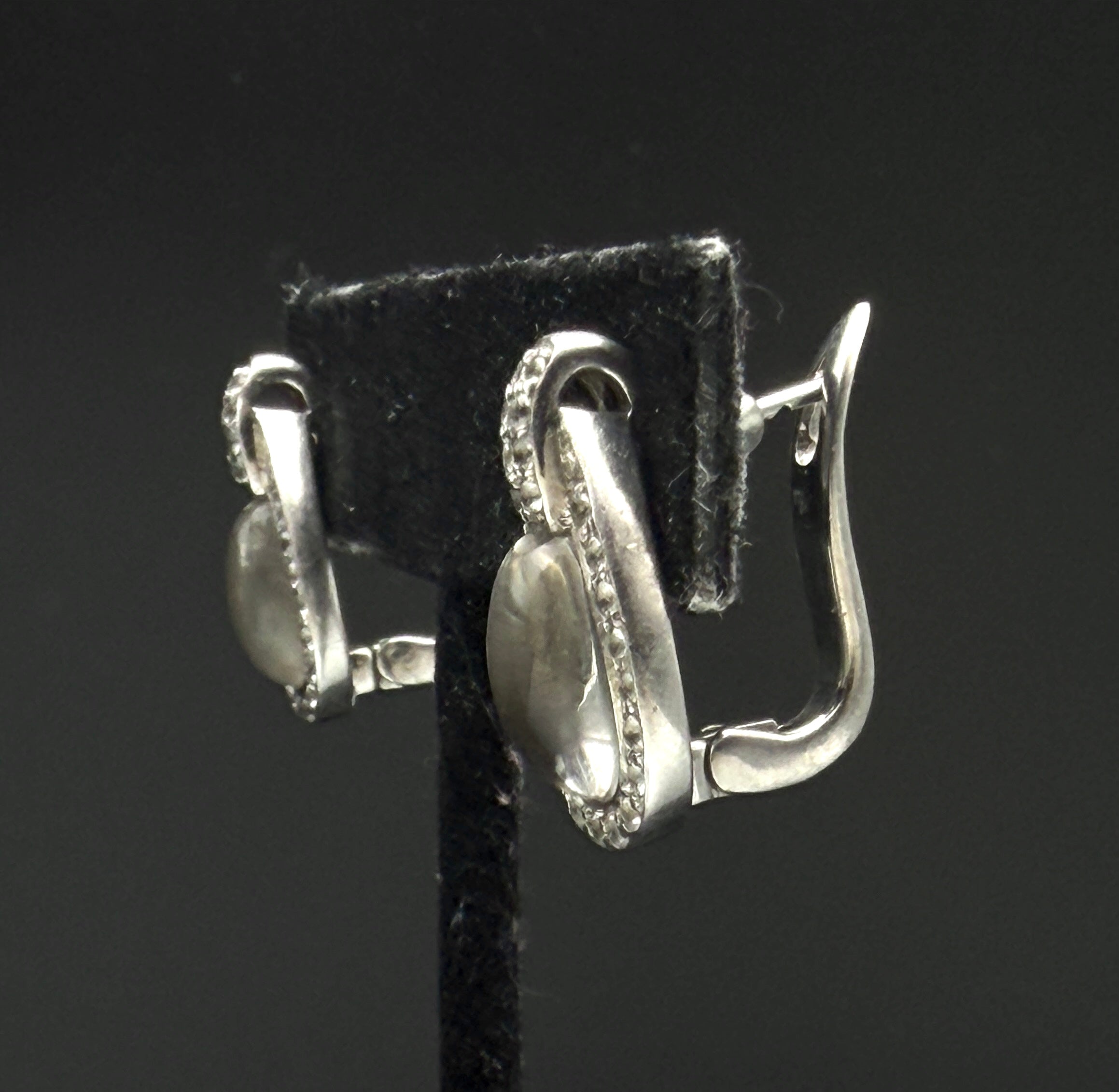 Vintage Sterling Silver Rock Crystal and Zircon Earrings