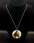 Vintage Horse Head Enameled Metal Pendant Chain Necklace - 24.5"