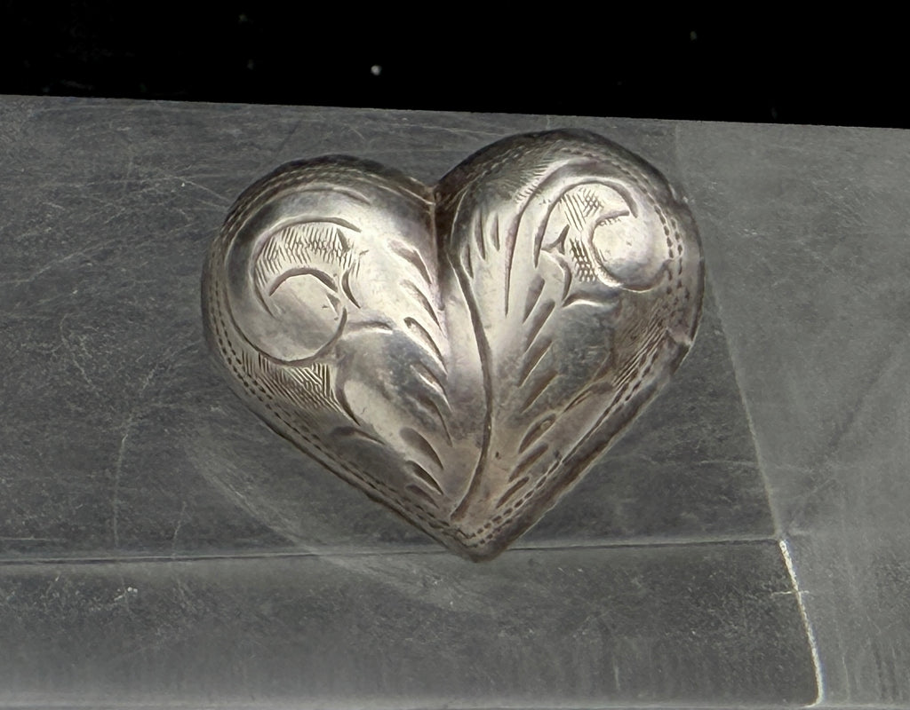 UNMATCHED Vintage Handmade Sterling Silver Puffed Heart Stud Earring