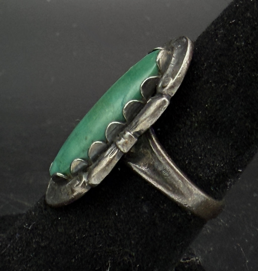 Bell Trading Post - Vintage Sterling Silver with Green Turquoise Ring - Size 7