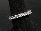Vintage Sterling Silver CZ Eternity Band - Size 6