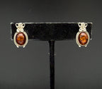Vintage Art Nouveau Style Amber Sterling Silver Stud Earrings