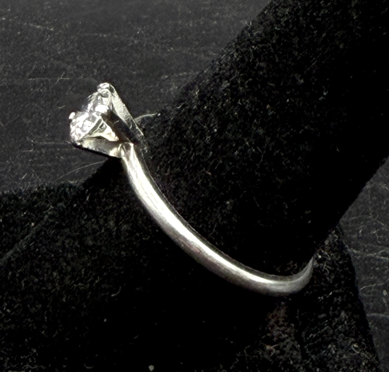 Vintage Sterling Silver CZ Solitaire Ring - Size 9