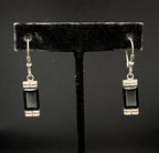 Vintage Sterling Silver Black Onyx Dangle Earrings