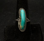 Vintage Handmade Green Turquoise Sterling Silver Ring - Size 8.5