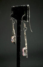 Vintage Pink Uranium Glass Sterling Silver Dangle Earrings