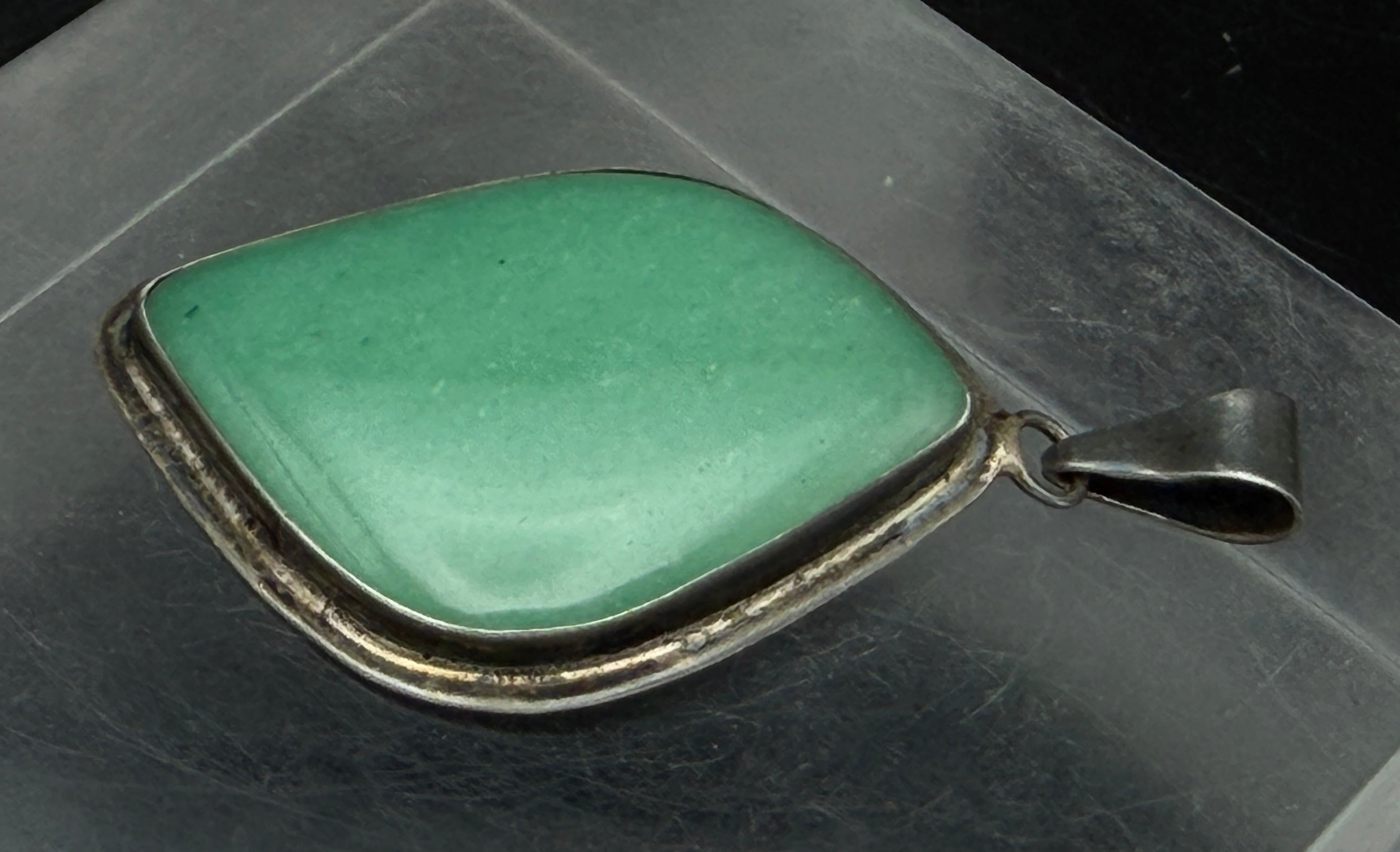 Vintage Handmade 950 Silver with Aventurine Pendant
