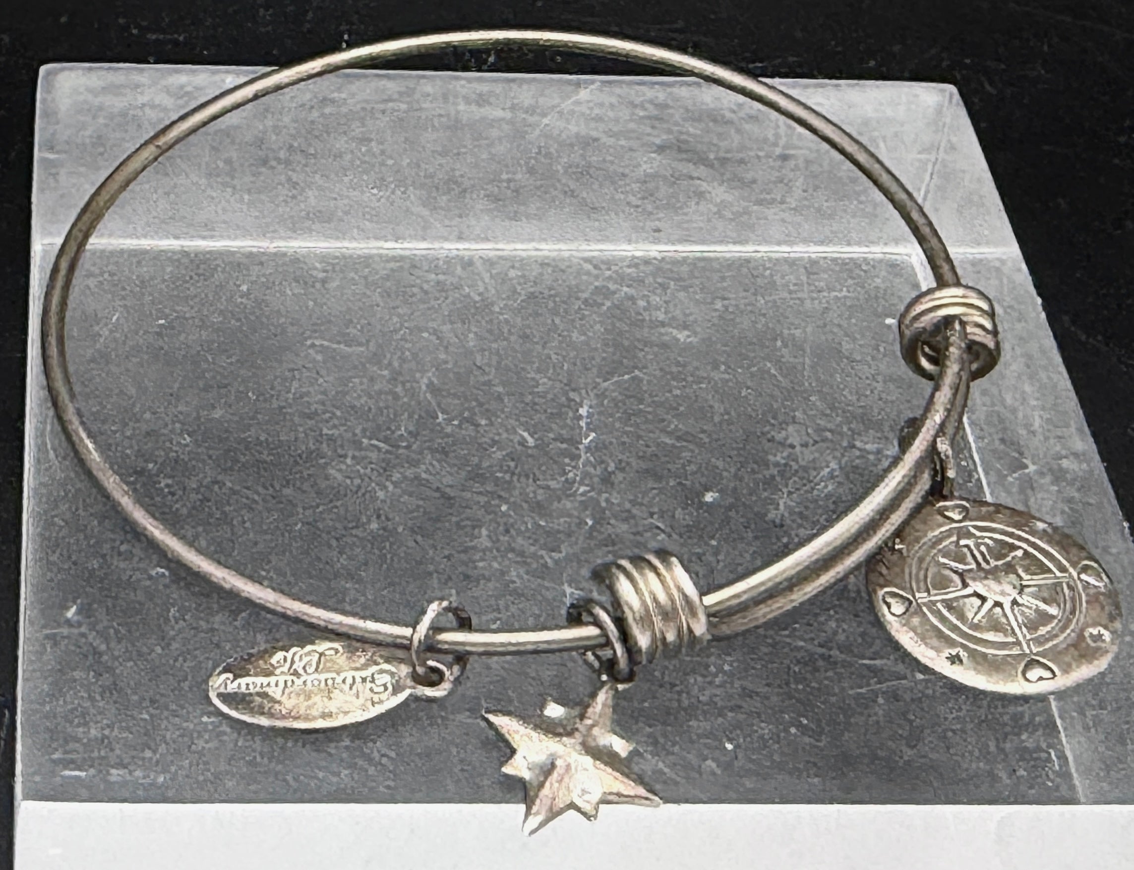 Extraordinary Life - Vintage Compass Charms Sterling Silver Adjustable Bangle
