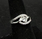 Vintage Sterling Silver Crystals Ring - Size 6.5