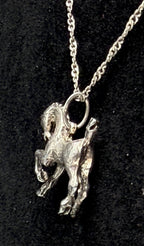 Vintage Sterling Silver Bucking Bronco Horse Pendant Chain Necklace - 16"