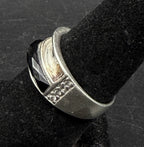 Vintage Sterling Silver Black Onyx and CZ Ring - Size 7 AS IS