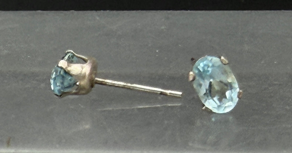 Vintage Blue Topaz Sterling Silver Stud Earrings