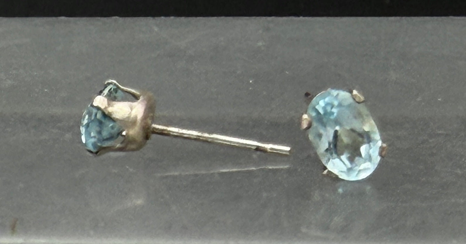 Vintage Blue Topaz Sterling Silver Stud Earrings