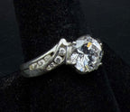 Vintage Cubic Zirconia Sterling Silver Bypass Ring - Size 9.25