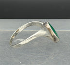 Vintage Malachite Inlaid Sterling Silver Ring - Size 6.5