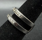 Vintage Sterling Silver Cubic Zirconia Double Band Ring - Size 5.75
