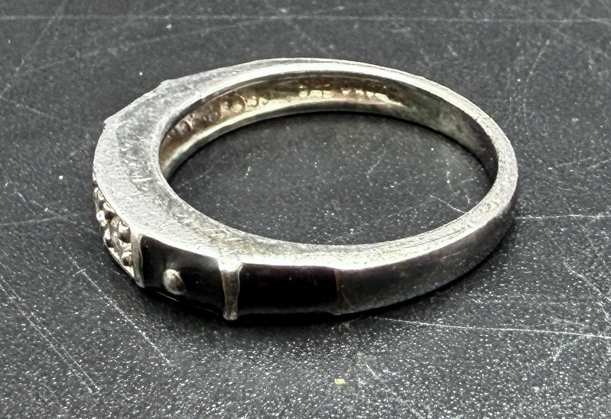 Ross-Simons - Vintage Sterling Silver CZ and Enamel Ring - Size 6